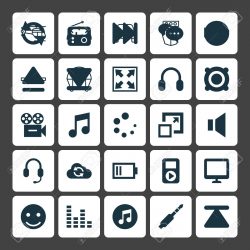Multimedia Icons Set. Collection Of Silence, Circle, Amplifier And Other Elements